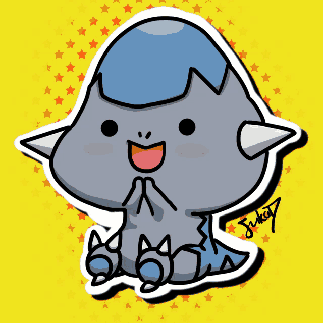 a cartoon drawing of a cat with a blue hat and the name junky