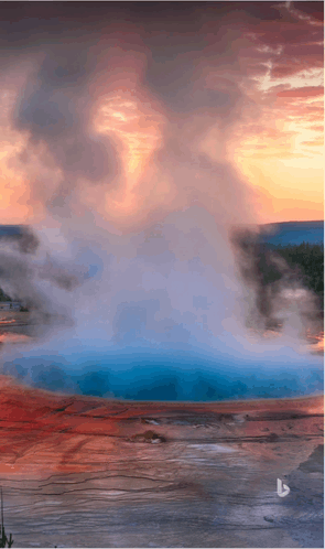 a picture of a geyser is displayed on the bing website