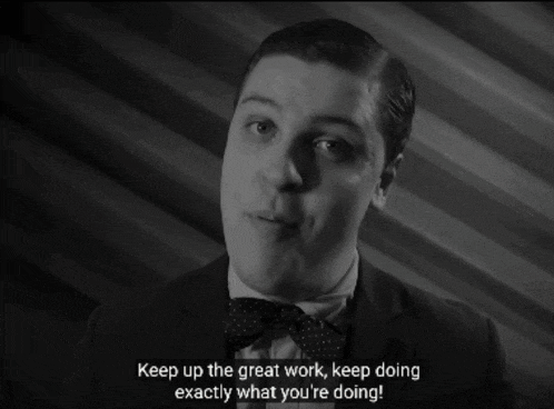 a man in a suit and bow tie says keep up the great work keep doing exactly what you re doing