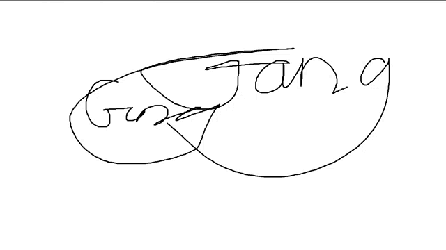 a drawing of a person 's signature that says ' gung fang '