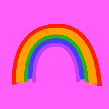 a pink background with a rainbow in the middle of it