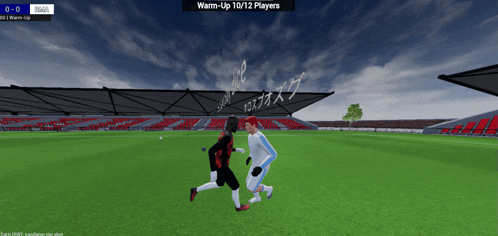 a soccer game is being played in a stadium with a score of 0-0