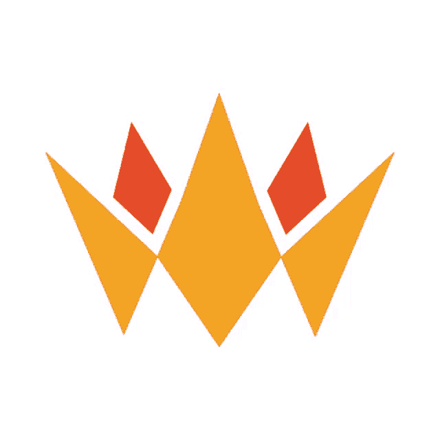 a crown made of orange triangles with red diamonds in the middle