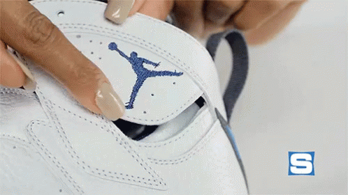 Embroidered Jumpman - Jordan Vii French Blue (2015 Retro) GIF - Sole Collector Air Jordan7 French Blue GIFs