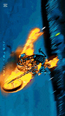 a drawing of a ghost rider flying through the air with the words just whuman below it