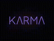 a neon sign that says karma on a purple background