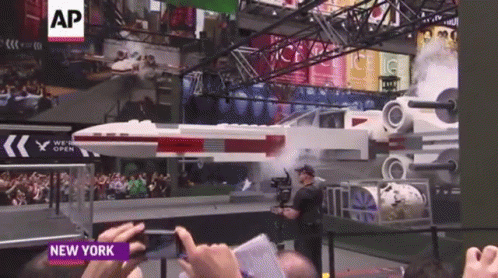 A Life-sized Legoized X-wing Starfighter Was Unveiled In Times Square. GIF - GIFs