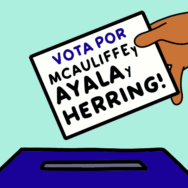 a cartoon of a hand putting a vote for ayala herring