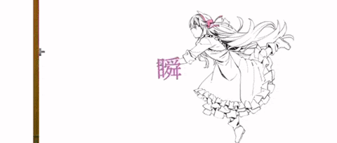 a black and white drawing of a girl with long hair and a pink ribbon around her neck