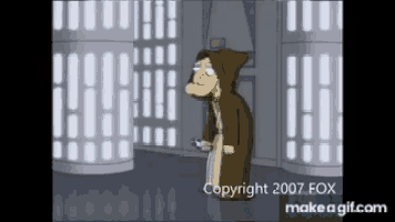 a cartoon character is wearing a hooded robe and crying .