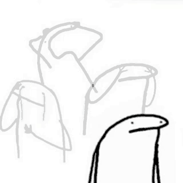 a group of cartoon characters are standing next to each other .
