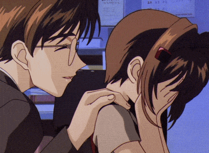 a cartoon of a man and a girl with a calendar on the wall in the background