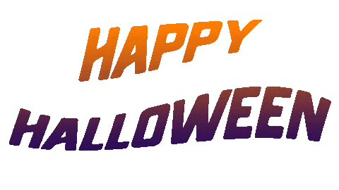 a white background with orange and purple letters that say happy halloween