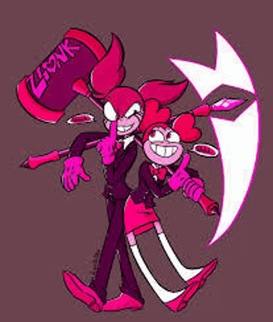 spinel and spinel from steven universe are standing next to each other .
