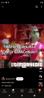 a screenshot of a video on a phone that says i daha kesinlikle qufur etmiceksin