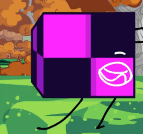 a cartoon drawing of a cube with a basketball logo on it