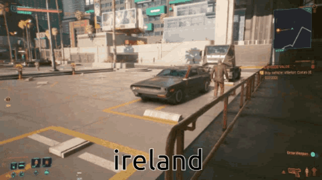 a video game with the word ireland on the bottom right