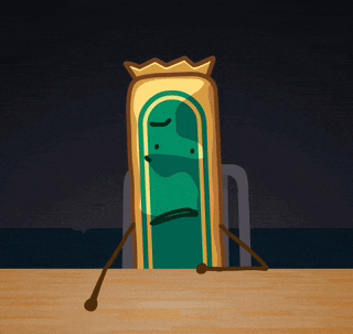 a cartoon illustration of a door with a crown on it