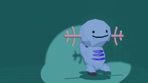 a cartoon character with a smile on his face is standing on a green background