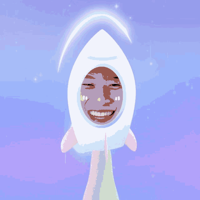 a drawing of a person wearing a rocket hat