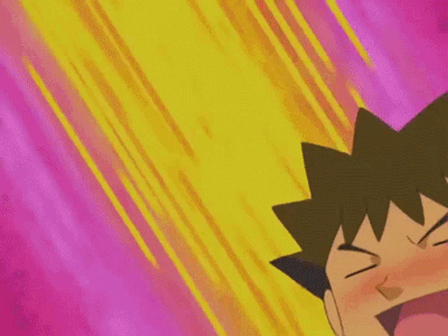 a cartoon character is laughing with his mouth open .