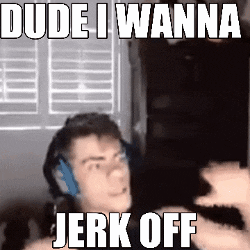 a man wearing headphones with the words dude i wanna jerk off above him