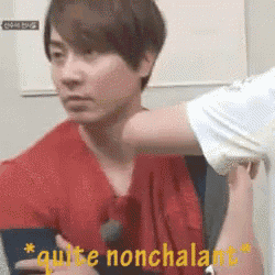 a man in a red shirt is being held by another man and the words `` quite nonchalant '' are above him .