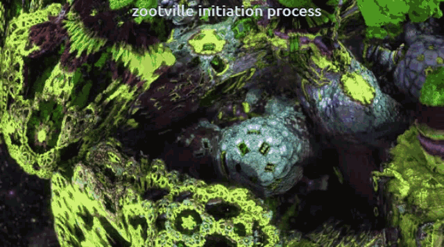zootville initiation process is written on the bottom of a painting
