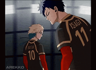 kaiser and isagi standing next to each other