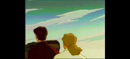 a man and a woman are sitting in a car looking at the sky .