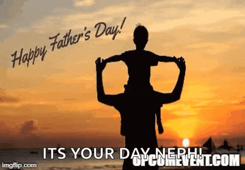 a silhouette of a man carrying a child on his shoulders with the words `` happy father 's day ! ''
