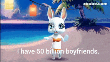 a zoobe.com advertisement with a bunny on the beach