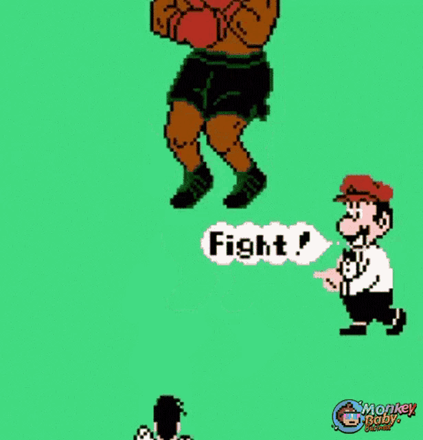 a pixel art of a monkey boxing a man