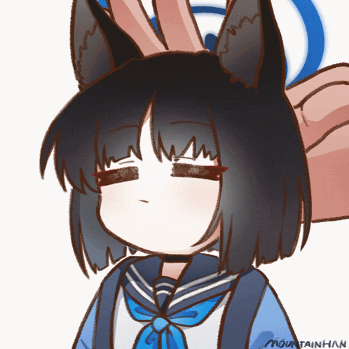 a drawing of a girl with bunny ears and the word mountainhan below her