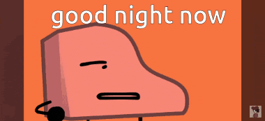 a cartoon of a piano with the words good night now below it