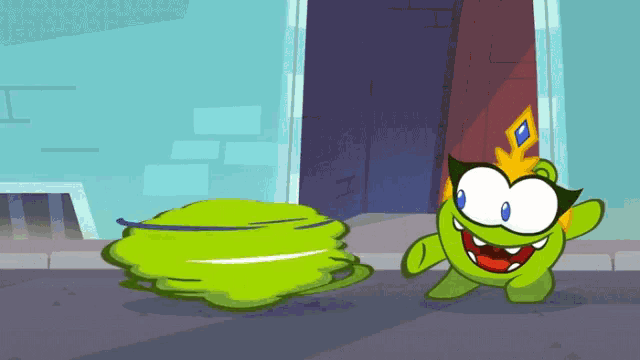 a cartoon character with a crown on his head is standing next to another character
