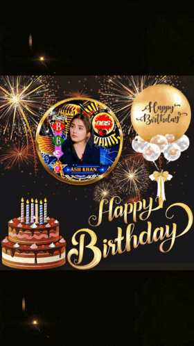 a birthday card with a picture of ash khan
