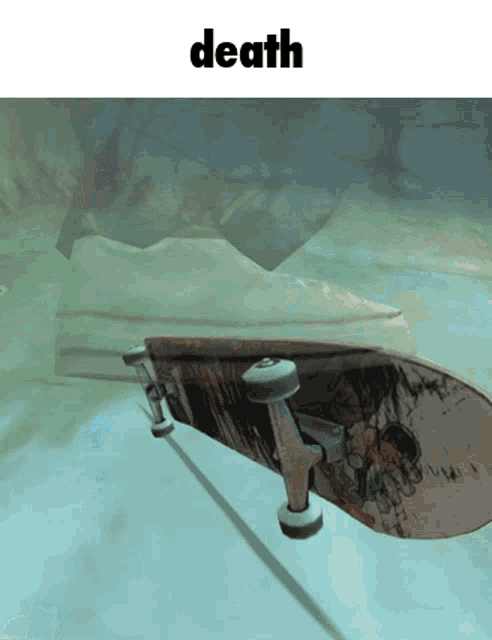 a picture of a skateboard with the word death written above it