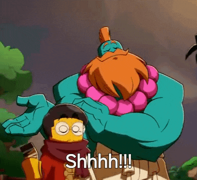 a cartoon character with a beard is standing next to another cartoon character and says shhhh !!