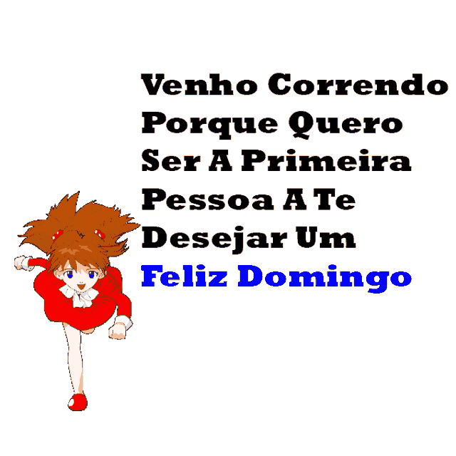 a girl in a red dress with the words venho correndo porque quero ser a primeira pessoa ate desejar um