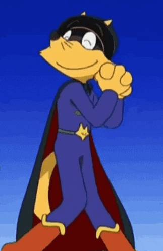 a cartoon character is wearing a superhero costume and cape