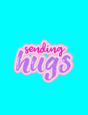 a pink and purple logo that says sending hugs