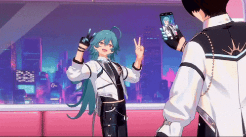 a boy is taking a picture of a girl with a cell phone