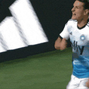 a soccer player wearing a jersey that says ny