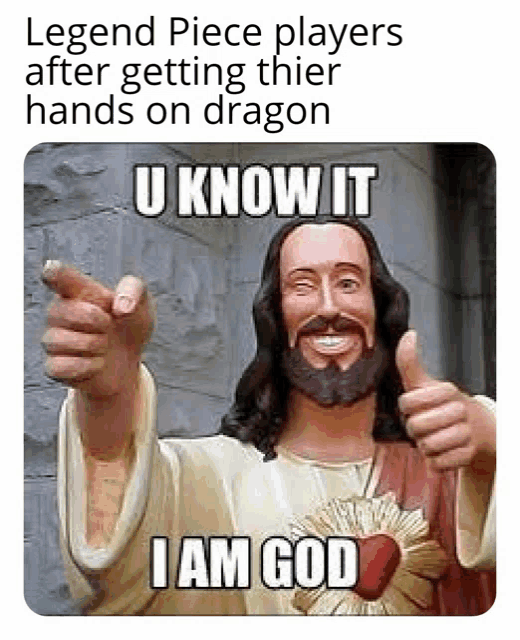 a statue of jesus is giving a thumbs up and pointing .