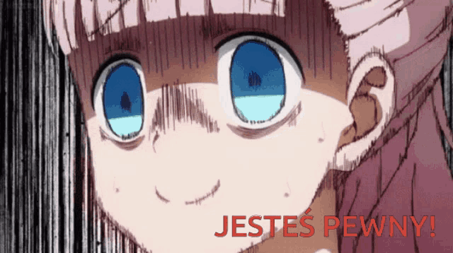 a drawing of a girl with blue eyes says jestes penny