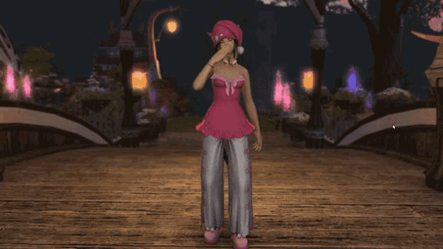 a girl in a pink dress is blowing a kiss with hearts flying around her