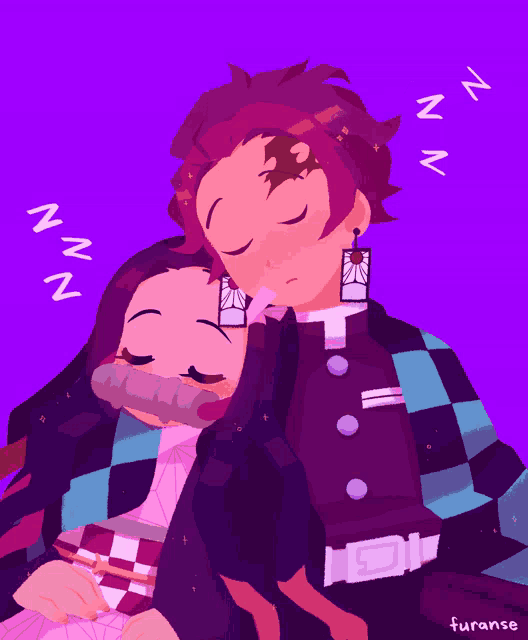 a cartoon of a man and a woman sleeping with the word furanse written below them