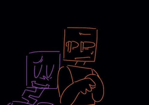 a drawing of a person with a box on their head that says ' i 'm sorry '