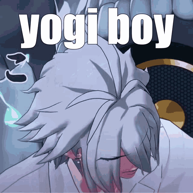 a cartoon of a person with the word yogi boy written on it